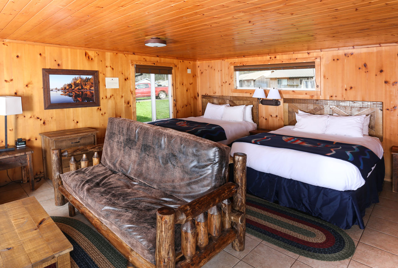 Bluff Cabins feature a variety of bedding configurations, sleeping up to 8 people.