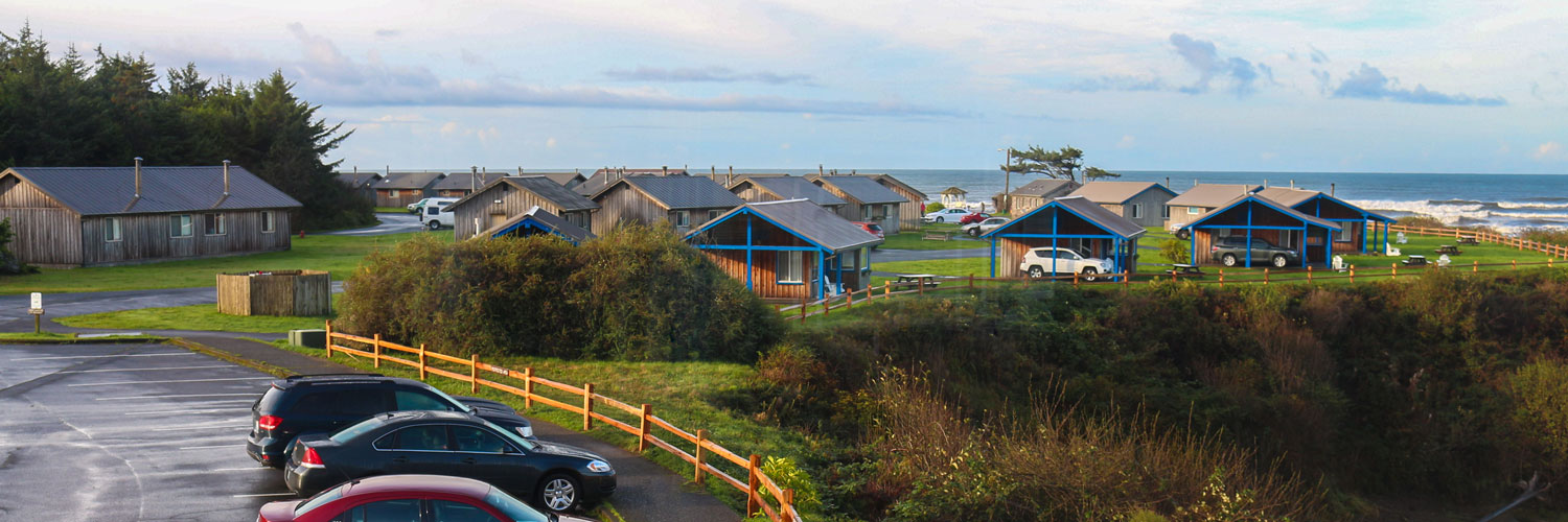 View of Kalaloch Cabins and the ocean from Kalaloch Lodge.